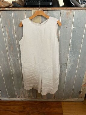Eileen Fisher Sleeveless Linen Shift  Romper/jumpsuit in Cream
